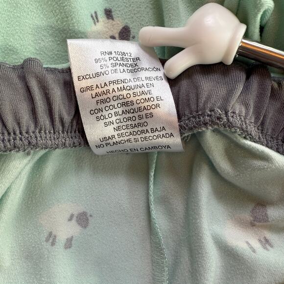 MUNKI MUNKI Womens Pajama Set Mint Green Sheep Print Short Sleeve Top Pants XS - Picture 14 of 14